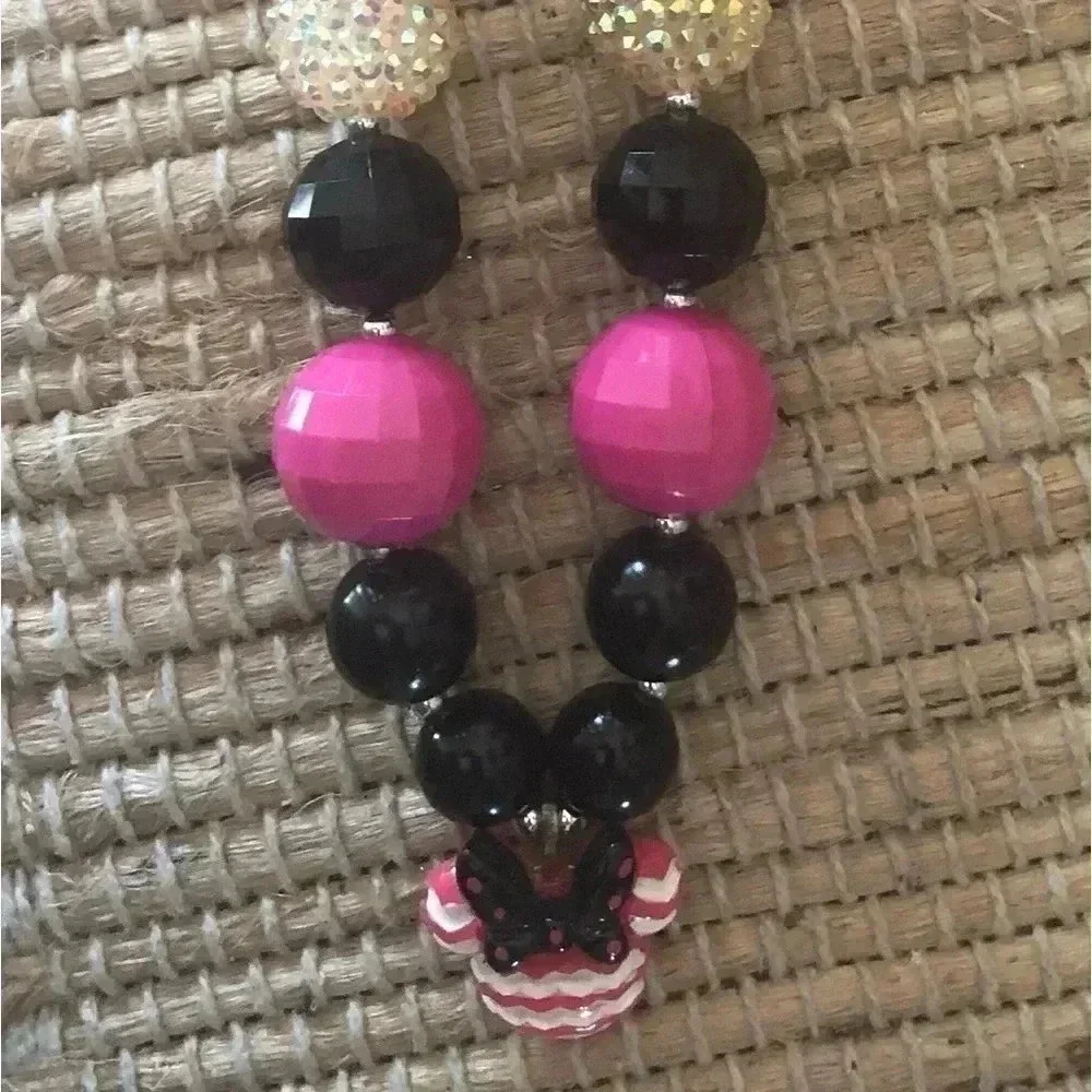 Girls Bubble Gum Bead Necklace with Minnie Mouse - Picture 3 of 9